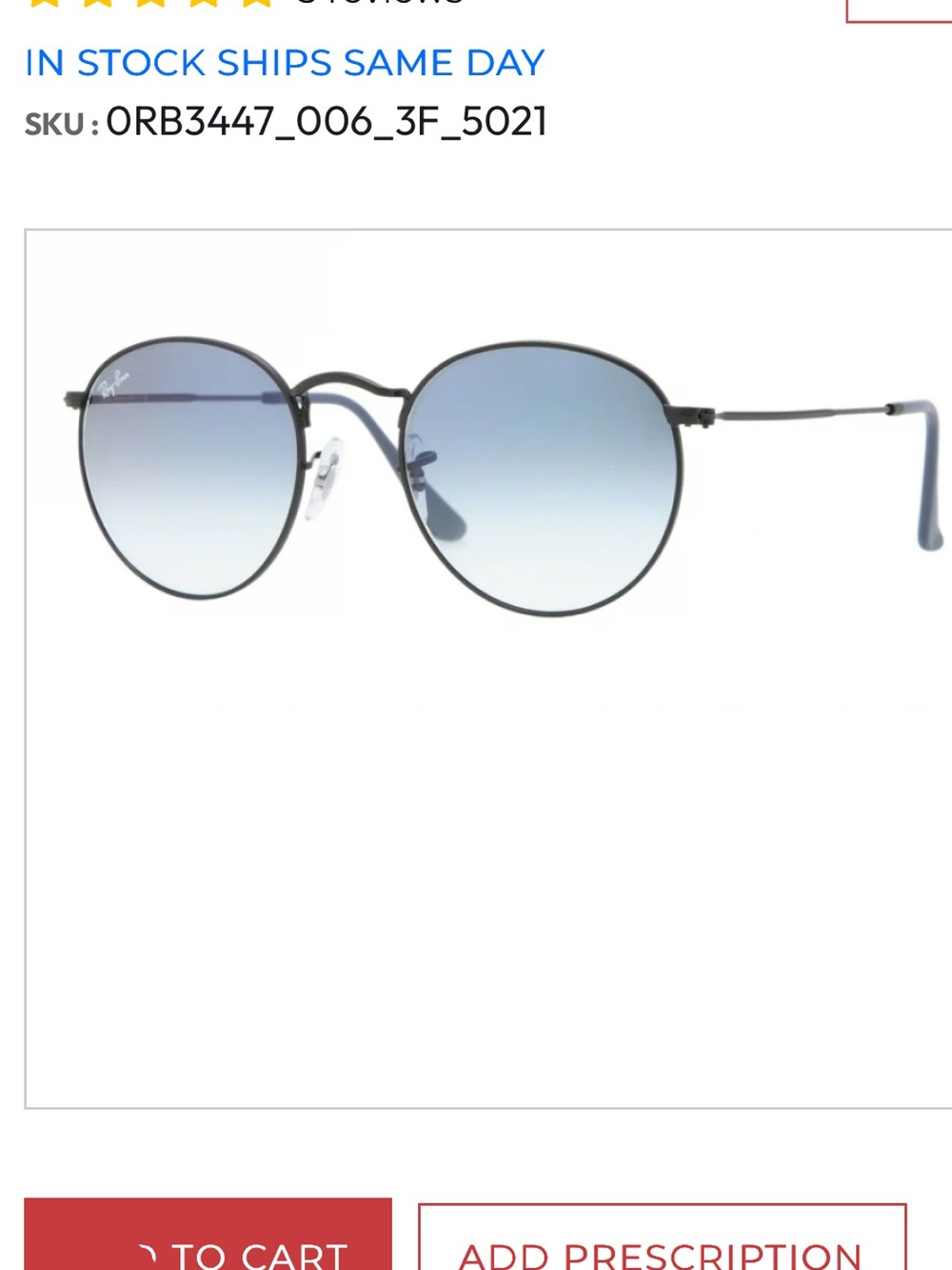 Ray-Ban Black round frame Sunglasses